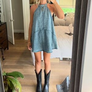 Denim Blue Backless Dress